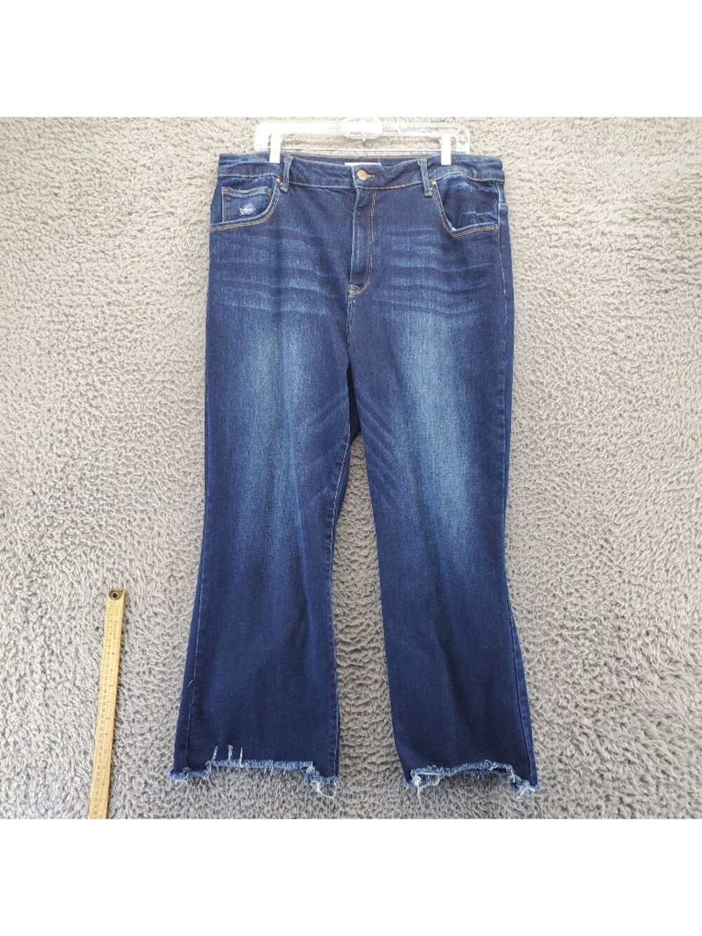 Risen Jeans Womens Jeans 3XL Blue Frayed Hem Stretch Denim Wide-Leg High-Waist
